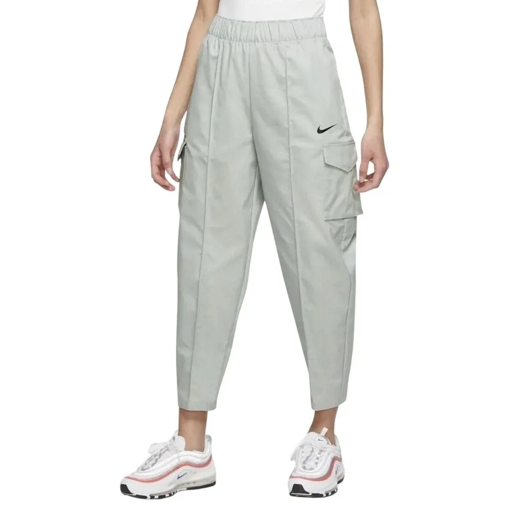 Nike Womens Sportswear Essentials Cargo Pants Grey Athletic Tapered DD5983-077